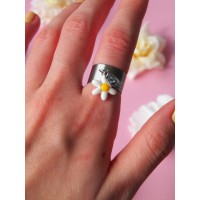 Bague Marguerite du printemps argenté