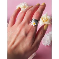 Bague Marguerite du printemps argenté
