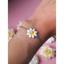 Bracelet Marguerite du printemps argenté