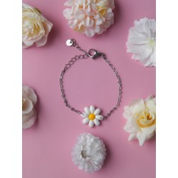 Bracelet Marguerite du printemps argenté